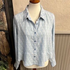 Calvin Klein Blue Cuffed Sleeve Crop Top